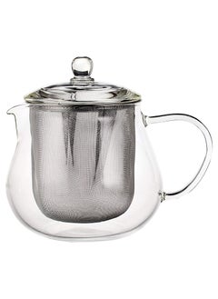 Buy Leaf Tea Pot with Stainless Steel Filter 450ml Clear in Saudi Arabia