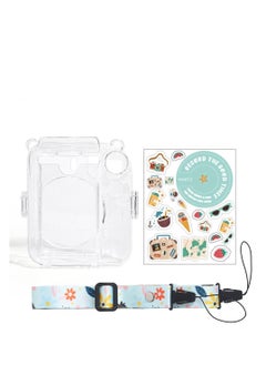 Buy 3 Pack Clear Camera Case Compatible with Fujifilm Instax Mini 12 Instant Camera, Mini 12 Hard Case with Photo Pocket Holds on Back and Adjustable Shoulder Strap & Cute Camera Sticker in Saudi Arabia