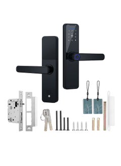 اشتري Tuya Fingerprint Lock Indoor Electronic Lock Smart Fingerprint Password Card Mechanical Key Touchscreen Keypad Door Lock for Home Hotel Office Door في السعودية