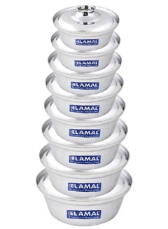 Buy Elamal Aluminum Pots Set Conical Consisting of 8 Pots Egyptian Industry Size 16/18/20/22/24/26/28/30 cm in Saudi Arabia