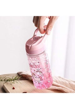 اشتري Water Bottles, Cute Girls for School, Unicorn Bottle with Straw and Safety lock, 400ML/13.5oz Kids, Pink في الامارات