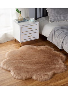 Buy Super Soft Rabbit Fur Flower Design Living Room Carpet With Anti Slip Bottom (Size 80CM) Round in UAE