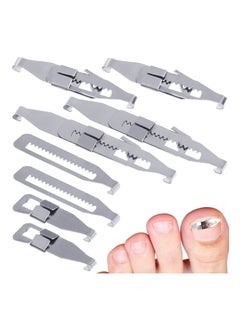 اشتري Ingrown Straightening Clips Toenail Pedicure Tool Curved Brace Toenails Thick Paronychia Correction Tool, Ingrowing Nail Treatment Kit, 2 Sizes 4 Pcs في الامارات