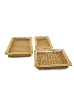 Buy A Set of Rectangular Artificial Wicker Serving Trays, 3 Pieces in Saudi Arabia