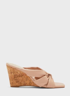 Buy Knot-Front Leather Wedge Mules in UAE