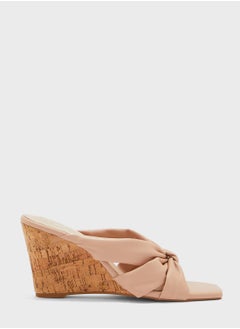 Buy Knot-Front Leather Wedge Mules in UAE