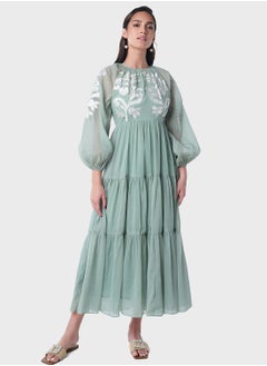 Buy Contrast Patchwork Tier Dress in Saudi Arabia