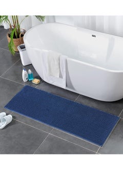 اشتري TYCOM Bathroom Rugs Bath Mat 50x120cm Non-Slip Fluffy Soft Plush Microfiber Shower Carpet Rug Machine Washable Quick Dry Ultra  Bath Mats for Tub Bathroom and Shower - Short Fiber Dark Blue في الامارات