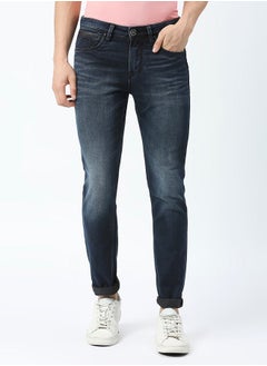 Buy Mid Rise Faded Jeans with Button Closure in Saudi Arabia