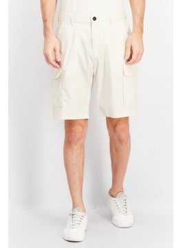 Buy Men Solid Cargo Shorts, Cream in Saudi Arabia