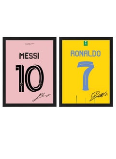 Buy Set of 2, Lionel Messi and Cristiano Ronaldo Autographed Jersey - Framed Poster 30x40cm - CR7 -Football Memorabilia, Soccer Collectible, Gift for Fans in UAE