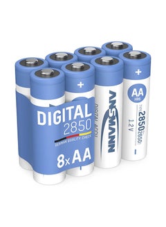 Buy AA Rechargeable Batteries [Pack Of 8] 2850 Mah Nimh High Capacity AA Type Size Battery Digital Equipment'S, Cameras, Flash Units, Speakers, Microphones, Silver in UAE