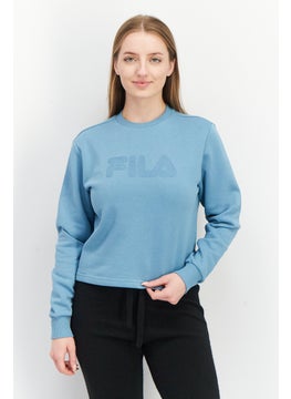 Buy Women Sportswear Fit Long Sleeve Bevaix Cropped  Sweatshirt, Adriatic Blue in UAE