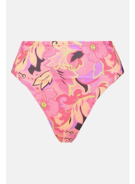 Buy Women Printed High Leg Bikini Bottom, Pink Combo in UAE