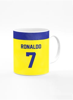 Buy Designer Printed Coffee Mug with Heavy Duty Handle 11oz Ceramic Personalised Gift Mugs Cup- Football Ronaldo Jersey no 7 Design B in UAE