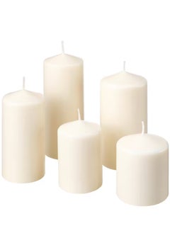 Buy Unscented Block Candle Set White (5-Pc) in UAE