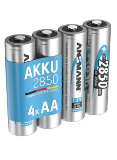 Buy Battery AA Type 2850Mah Nimh 1.2V - Mignon AA Batteries Rechargeable, With High Capacity Ideal For High Power Requirements Such As Controllers, Photo Flash, Flashlight (4 Pieces) Charging Cycles< 1000 in UAE