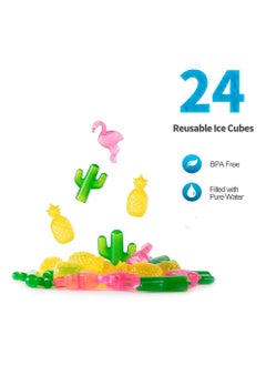 Buy 24 ice cubes made from eco-friendly materials, safe and non-toxic. They are shaped like flamingos, cacti, and pineapples, and can be reused instead of being thrown away. in Saudi Arabia