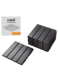 Buy Polypropylene Plastic Outdoor Floor Decking and Patio Interlocking Tile Flooring Pavers Composite Decking- Pack of 9 Tiles (Dark Grey) in UAE