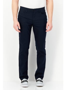 Buy Men Regular Fit Plain Chino Pants, Navy Blue in UAE