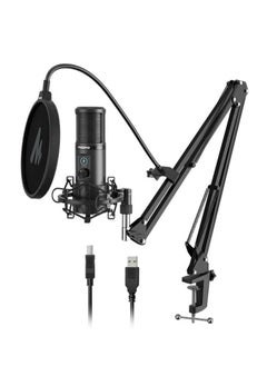 Buy Maonocaster AU-PM421 USB Microphone Kit with One Touch Mute and Mic Gain Knob Professional Cardioid Condenser Podcast for live streaming Gaming Broadcasting Black in Saudi Arabia