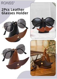 Buy 2Pcs PU Leather Eyeglass Holder Stand Creative Nose Beard Shaped Sunglasses Display Stand Rack for Eyewear Glasses Home Desk Table Decor Retail Shop in Saudi Arabia