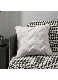 Buy Grey Double-Sided Plush Pillow and Cover Set - 45x45cm in UAE