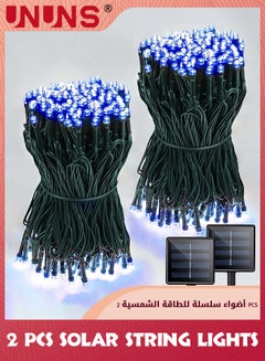 Buy Solar String Lights,Each 2-Pack 12m 100 LED Fairy Lights,Super Bright Waterproof Solar Fairy Lights,8 Modes Solar Outdoor String Lights For Garden Tree Patio Party,Blue in Saudi Arabia