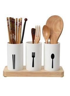 Buy Plastic Self Draining Tableware Storage Box  Spoon Knife Fork Chopstick Cutlery Holder Organizer Stand for Kitchen Dining Table (White) in UAE