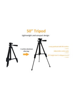 Buy Smartphone Video Kit, Vlogging Kit, Youtuber Kit, with Microphone Light Tripod 50" Extendable Phone Clip Remote Control Compatible with iPhone/Smartphone/Cameras in UAE