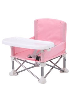 Buy Children's Dining Chair Portable Foldable Multifunctional Children's Dining Stool Baby Seat with Removable Tray Storage Bag Suitable for Boys and Girls 6-36 Months Outdoor Outing Eating Seat (Pink) in UAE