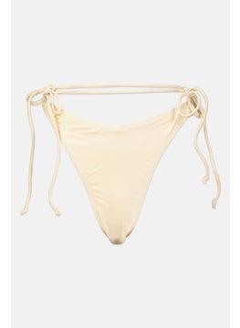 اشتري Women Plain Tie Side Bikini Bottom, Cream في الامارات