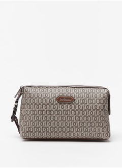 اشتري Men's All-Over Monogram Print Pouch with Zip Closure في الامارات