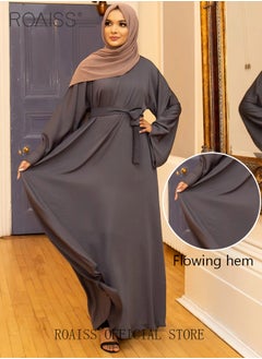 Buy Abaya Style Robe with Print Design Hotfix Rhinestones Fashionable Color Matching Casual Daily Fashion Versatile in UAE