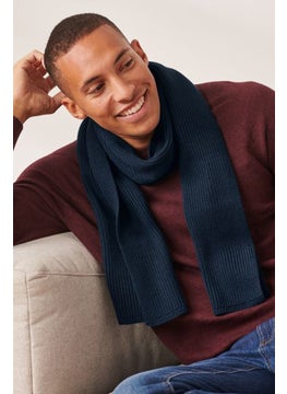 Buy Men Textured Scarf 180 x 30 cm, Navy in Saudi Arabia