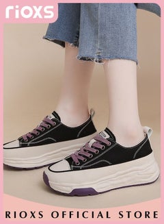 Buy Womens Fashion Casual Canvas Shoes Soft Elastic Sole Low Top Sneakers Classic Lace Up Lightweight Shoes Fashion Breathable Sneakers in Saudi Arabia