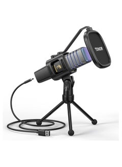 Buy Gaming USB Microphone, PC RGB Microphone, Streaming Podcast Studio Cardioid Pattern Condenser Mic Sets with Microphone Stand for Game, YouTube, Conference, Singing, Micro for PS4 PS5, TC30S in UAE