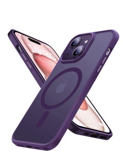 Buy iPhone 15 Case Cover Compatible with Magsafe Magnetic Designed Shockproof Case Translucent Matte Protective Cover Back Hard Cases with Magnet for iPhone 15 Case Purple in UAE