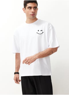 اشتري White Oversize/Wide Cut Embroidered 100% Cotton T-Shirt TMNSS21TS3685 في مصر