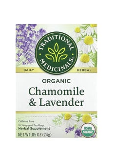 Buy Chamomile with Organic Lavender, Caffeine Free, 16 Encapsulated Tea Bags, 0.85 oz (24 g) in UAE