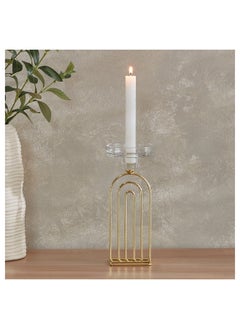 Buy Blenko Metal Ribbed Candleholder with Glass Top 7.8 x 22.8 x 6 cm in UAE