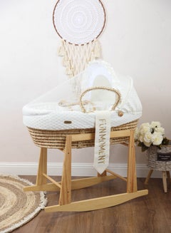 Buy Portable Baby Moses Basket Cot With Durable Rocking Stand (off white) in UAE