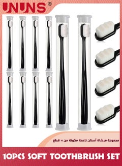 Buy 10 Pcs Extra Soft Toothbrush,Micro Nano Manual Toothbrushes With 20,000 Soft Bristles,Ultra Soft Manual Bristles Toothbrush For Sensitive Gums,Pregnant Women,Elderly,Adult, Kids-Black in UAE