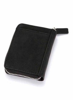 Buy Solid Color Zipper Design Multifunction Wallet Black in UAE