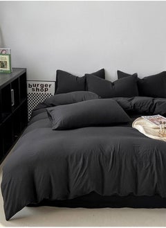 Buy 6 Piece Queen Size Bed Set Without Filler, Washable Cotton, Black. in UAE