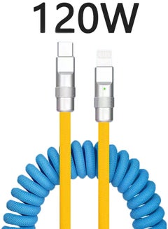 Buy Coiled Lightning PD Cable, 120W Power Delivery PD Fast charge Cable USB to Lightning for iPhone 14/13/12/11 Pro 14/13/12/11Pro Max 14/13/12/11Plus, iPad in UAE