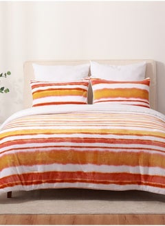 اشتري Winter Bed Duvet Double Fur Set 3 Piece Stripe Ombre في السعودية