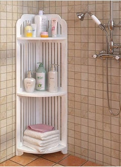 Buy White Corner Bathroom Shelf Organizer | Waterproof Toilet Paper Holder Stand, Freestanding Storage Rack for Small Spaces, 20 x 20 x 80 cm, Multipurpose Corner Shelf Stand for Bathroom in UAE