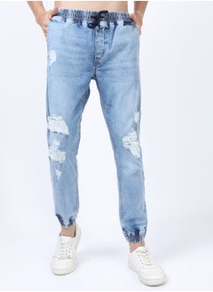 اشتري Light Fade Distressed Jeans with Drawstring Closure في السعودية