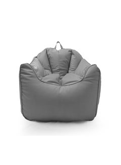 Buy Faux Leather Single Sofa Couch Bean Bag Grey in UAE